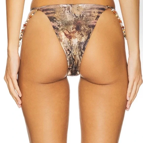 Jaded London Snakeskin Print Panty with Beaded Details - Picture 3 of 6